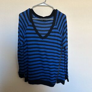 Sanctuary lightweight knit tunic sweater. Royal blue and black stripe. Large